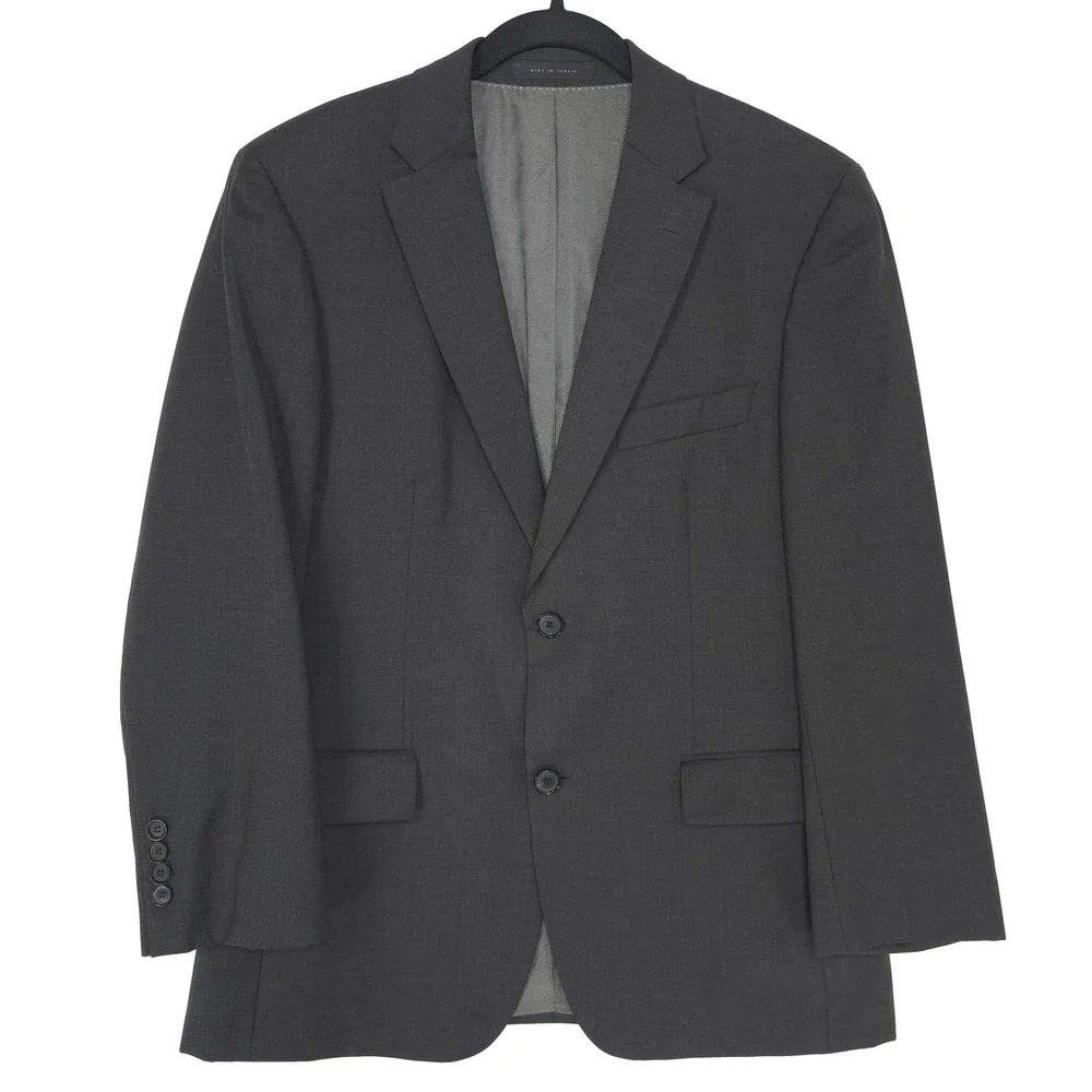HUGO BOSS Mens Sport Coat Blazer 38S 100% Virgin Wool Business Charcoal Gray
